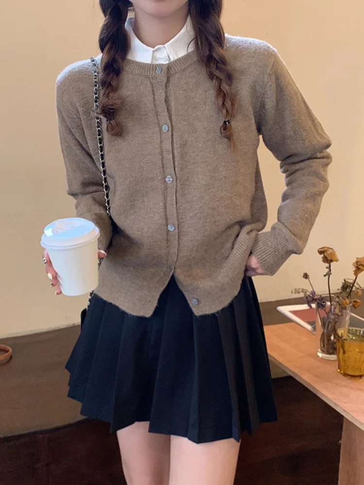 Unif Cardigan New Loose Long Sleeved Sweater Coat College Chic Early Female Jum |