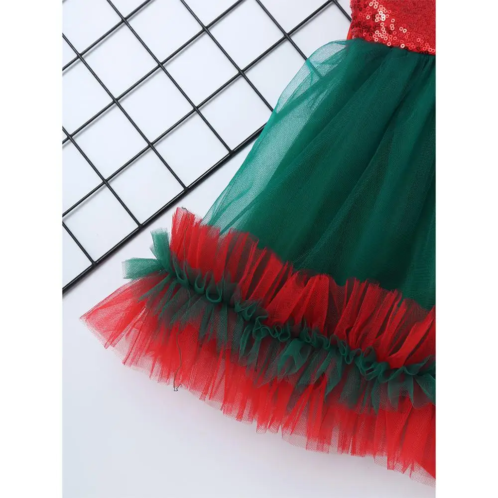 

Christmas Dress Girl Kids Sleeveless Shiny Sequins Mesh Tutu Dress Girls Christmas Cosplay Dress Up Birthday Princess Dresses