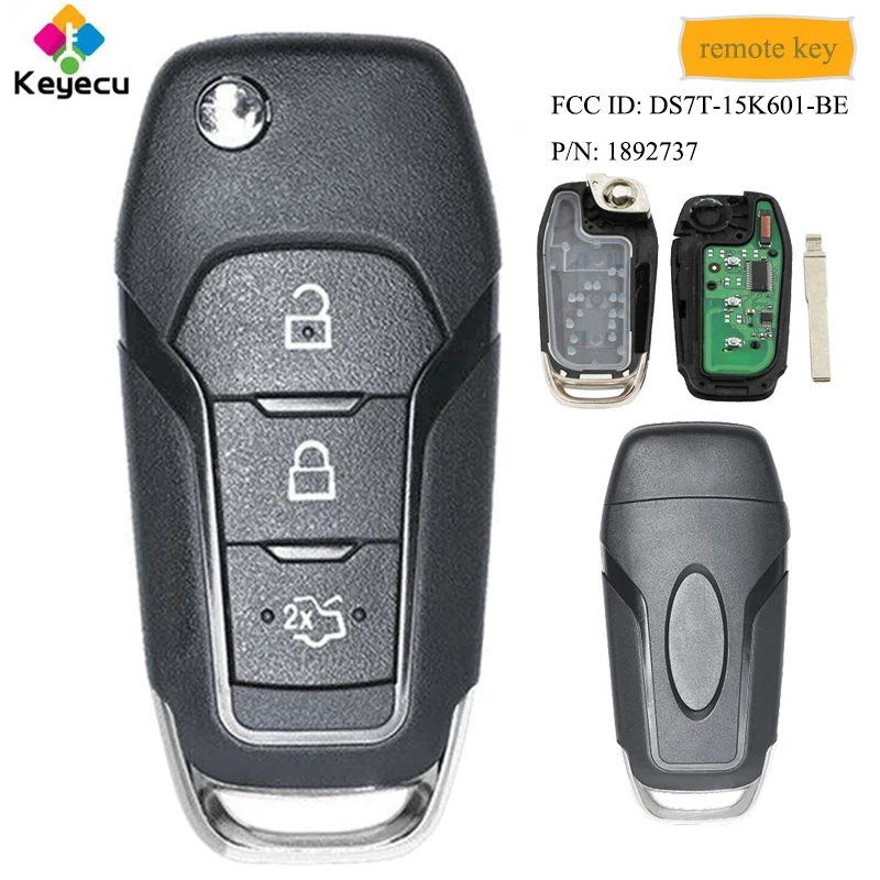 KEYECU складной дистанционный ключ 3 кнопки 315 МГц 434 ID49 чип HU101 Uncut Blade FOB для Ford escade Mondeo