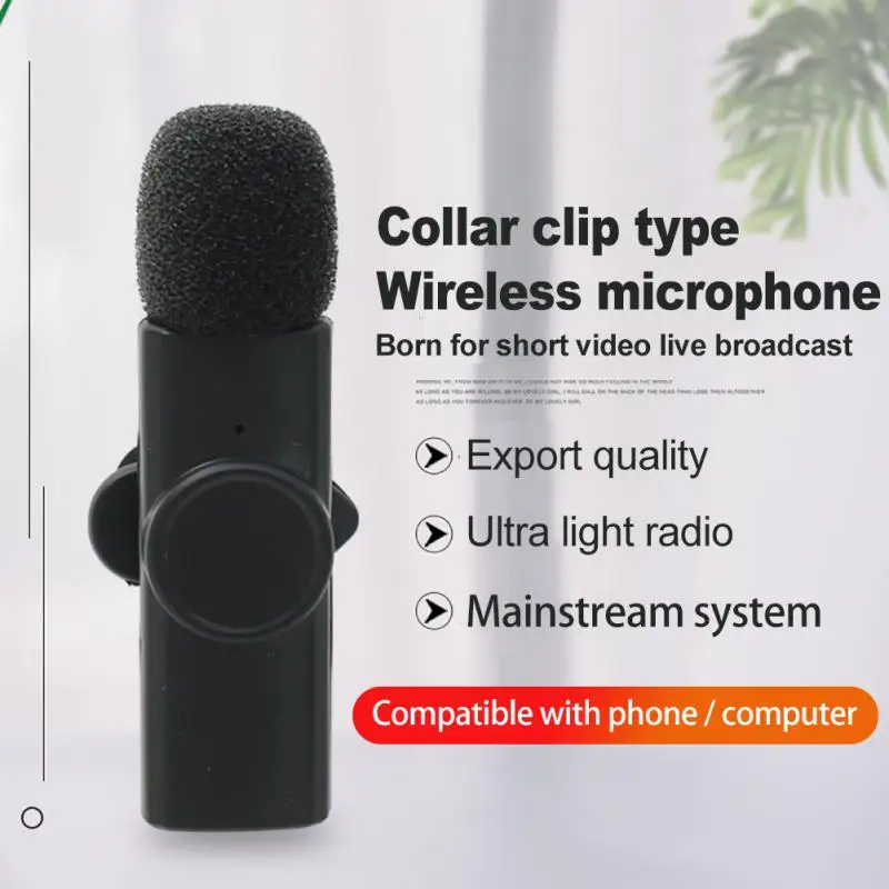 

Wireless Lavalier Microphone Portable Video Recording Mini Mic for iPhone Android Live Broadcast Gaming Phone Microphone BT 5.2