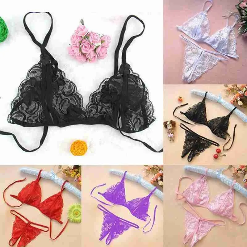 

New Sexy Lace Underwear Thong Set Ladies Color Hollow Lace Lingerie Underwear Underwear Adjustable Lace Home Apparel