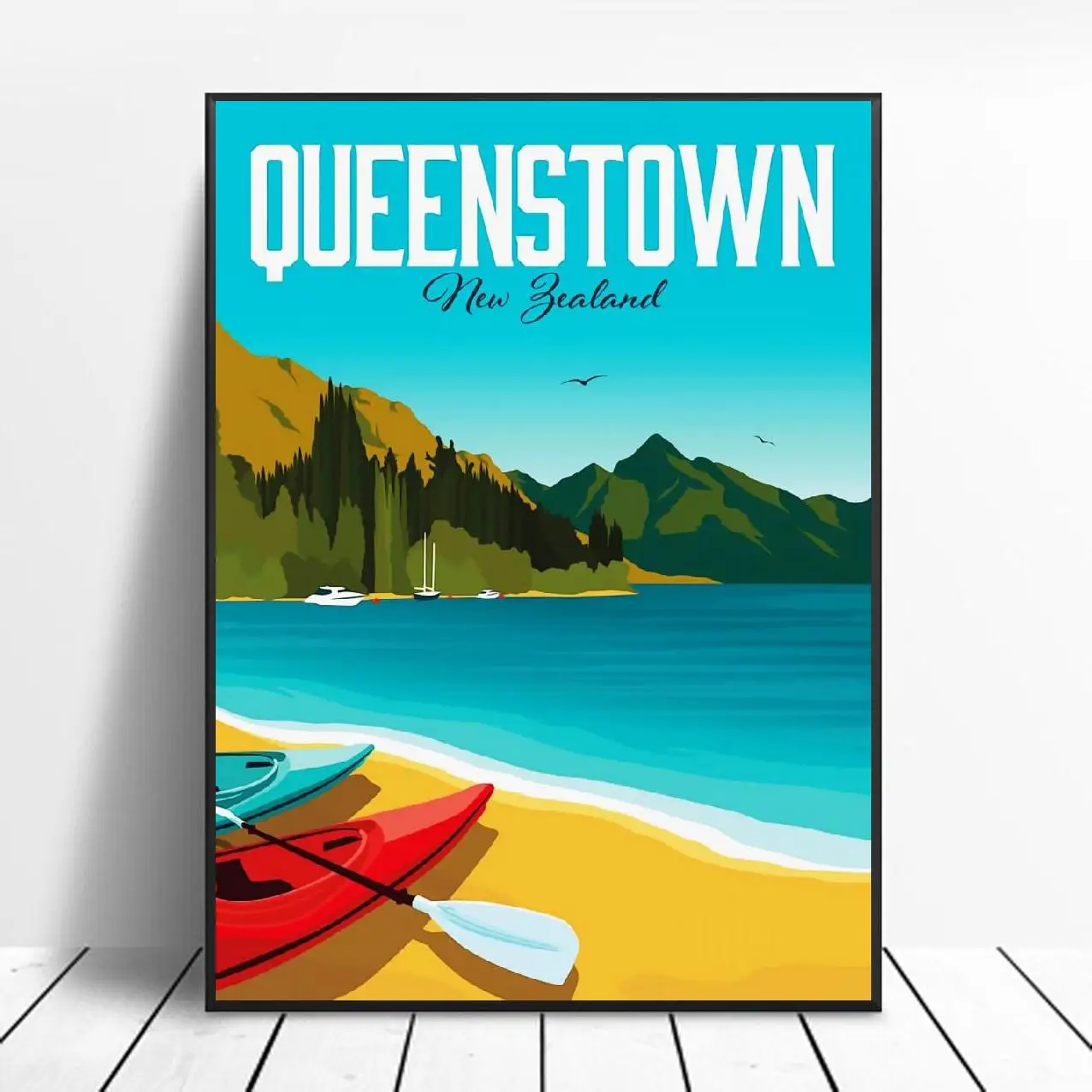 

Queenstown Travel Canvas Print Wall Art Poster Picture Modern Minimalist Bedroom Living Room Decoration No Frame