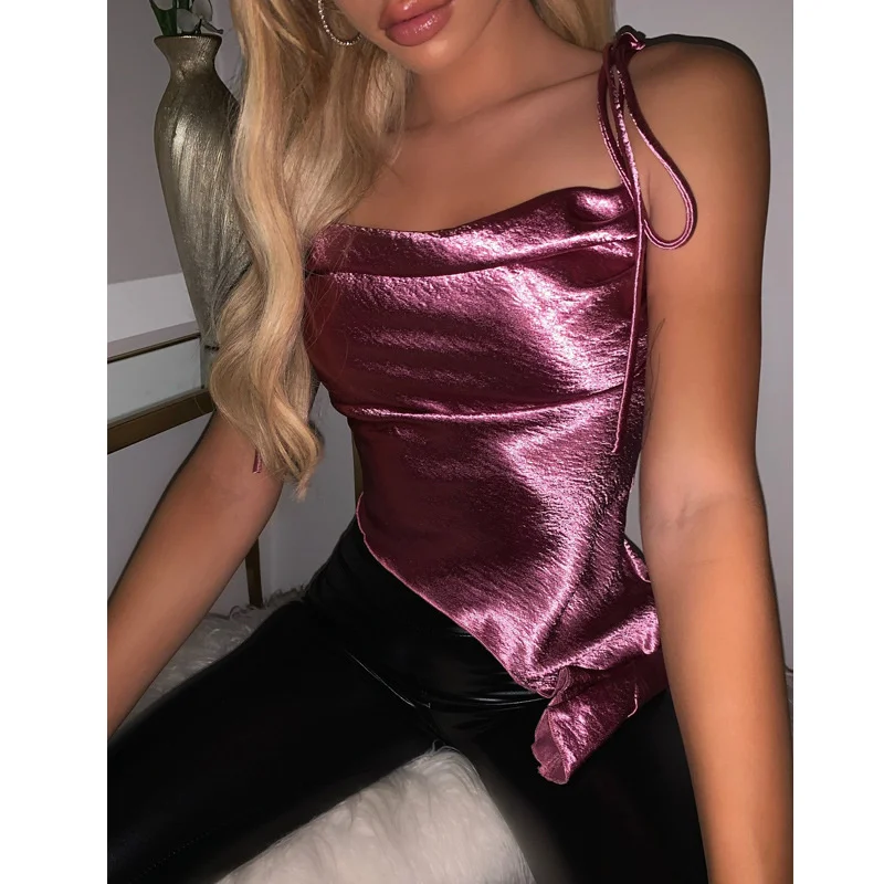 

Women's Camisole Summer Solid Color Irregular Stitching Crop Top Party Outfits Sexy Club Clothing Wn*