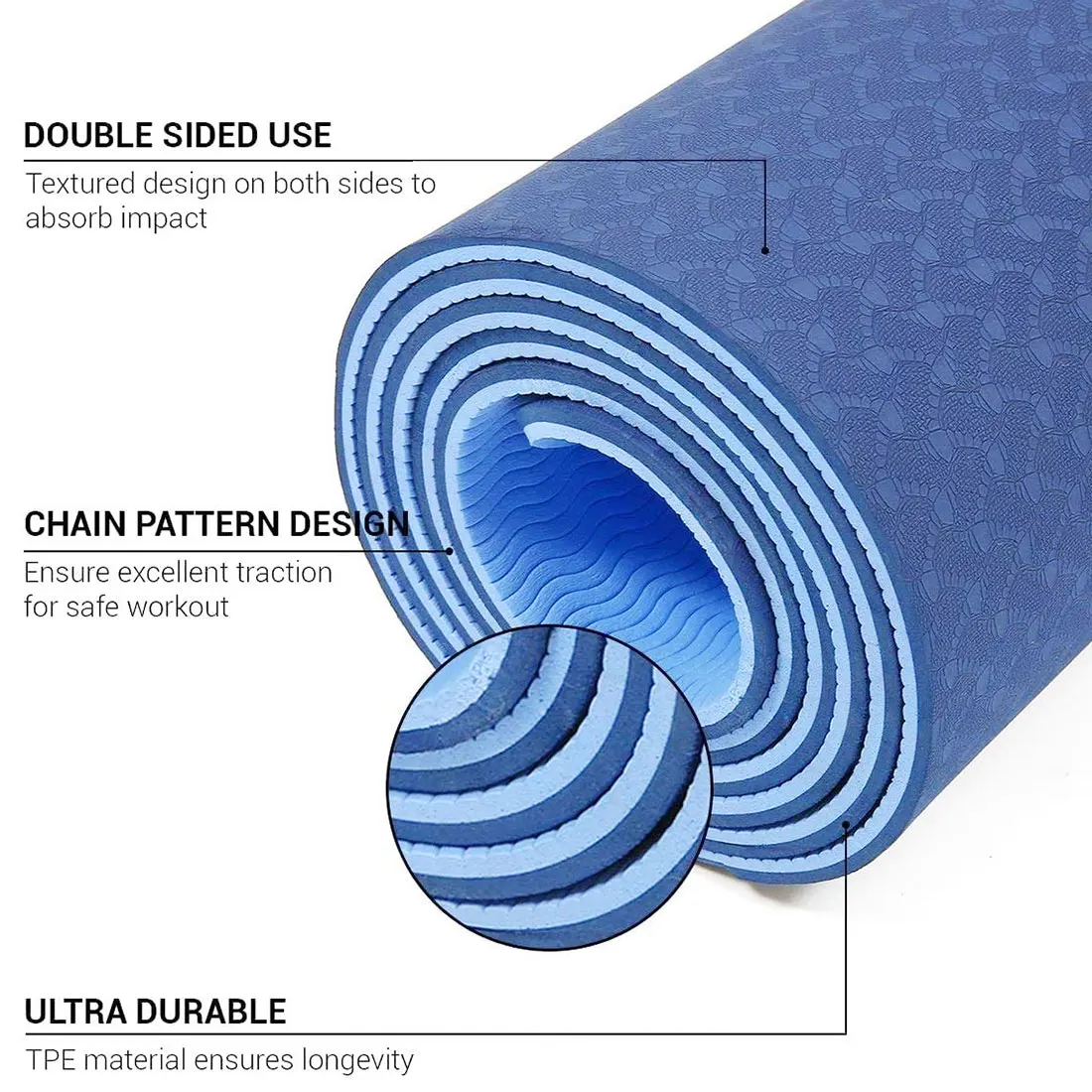 

Latest 183x61x0.6cm Thick TPE Non-slip Yoga Mat for Pilates/sports/fitness 4 Color Gym Exercise Sport Mats Pads With Yoga Strap