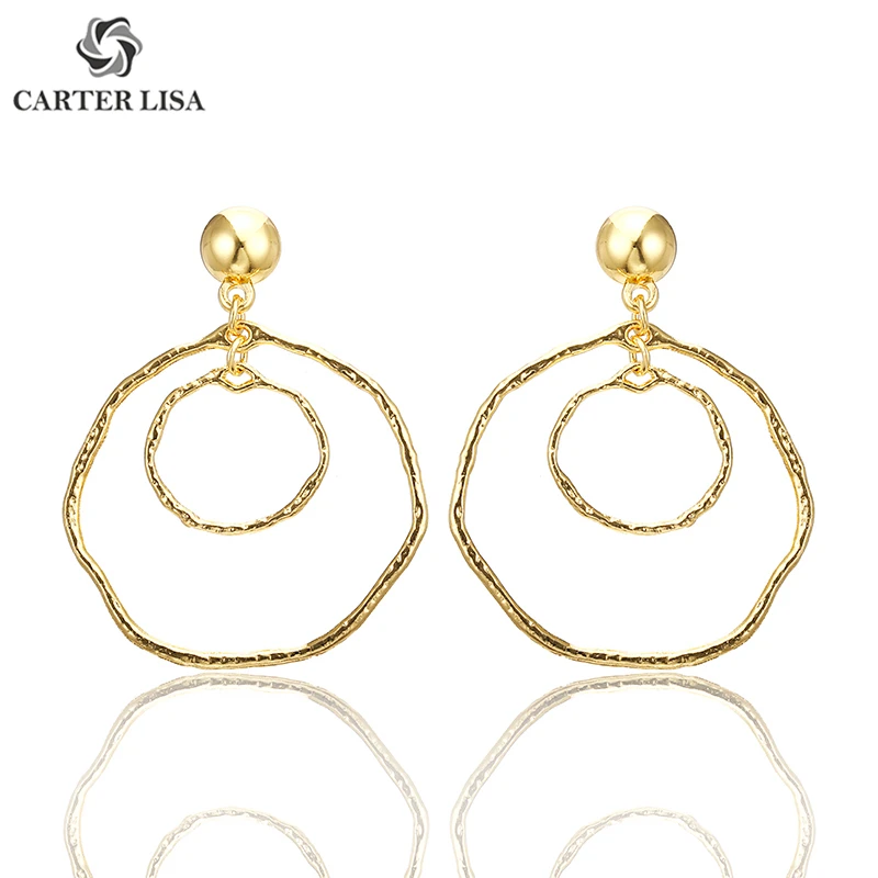 CARTER LISA/Популярные серьги ручной работы модные простые геометрические круглые