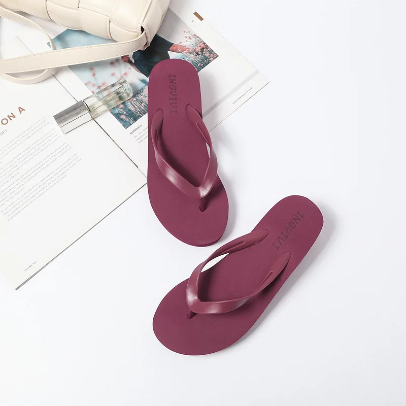 Shoes Woman 2021 Slippers Casual Med Candy Colors Rubber Flip Flops On A Wedge Shale Female Beach Platform Luxury Hawaiian