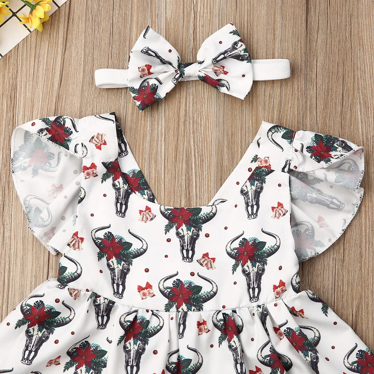 Комплект одежды для маленьких девочек рождественское летнее платье без рукавов