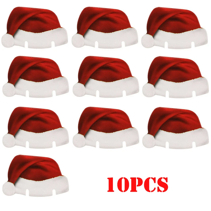 

10 шт., Новогодняя шапочка для вина, шапка Санта-Клауса, украшение для вина, шампанского, украшение для дома, праздника, Рождества, вечеринки, у...