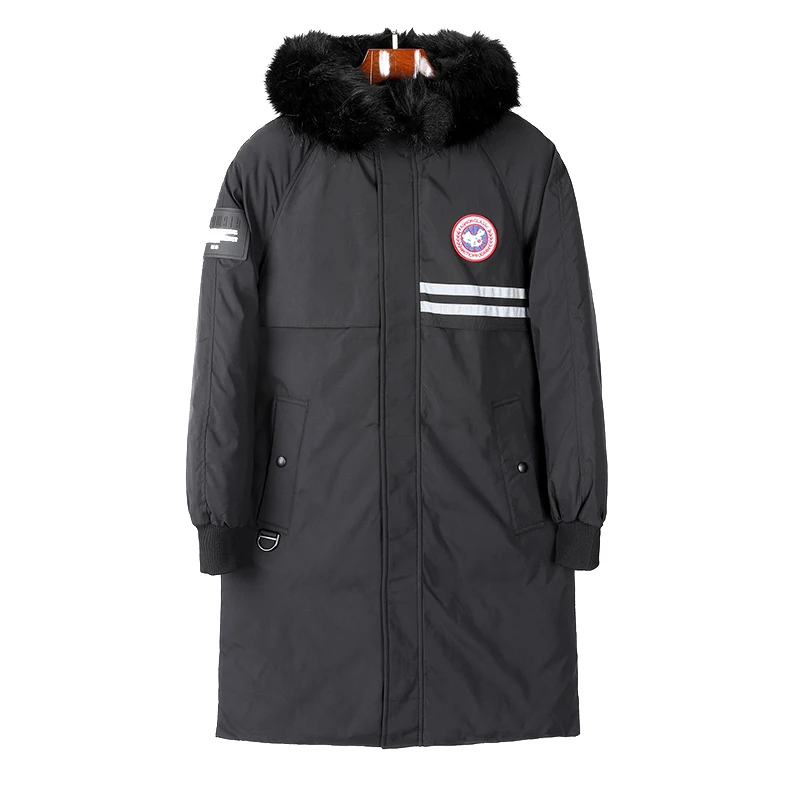 YASUGUOJI модное хлопковое пальто с меховым воротником утепленная длинная куртка