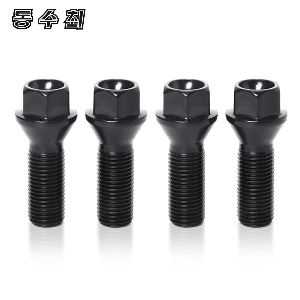 

4 Pcs Car Wheel Lugs Bolts For BMW F10 F11 F30 F32 E60E90G30 nuts stud screw M12 x 1.5 M14 x 1.5 M14 x 1.25 black metal 3 styles
