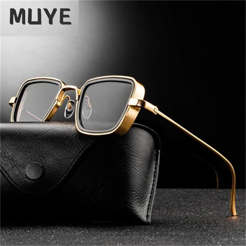 

Fashion Square Steampunk Sunglasses Brand Design Men Women Vintage Metal Punk Sun glasses UV400 Shades Eyewear Gafas de Sol