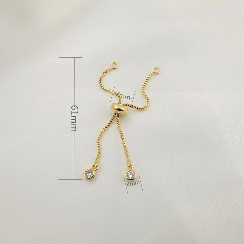 Латунные регулируемые цепочки Стразы для браслетов золотые резиновые ползунки