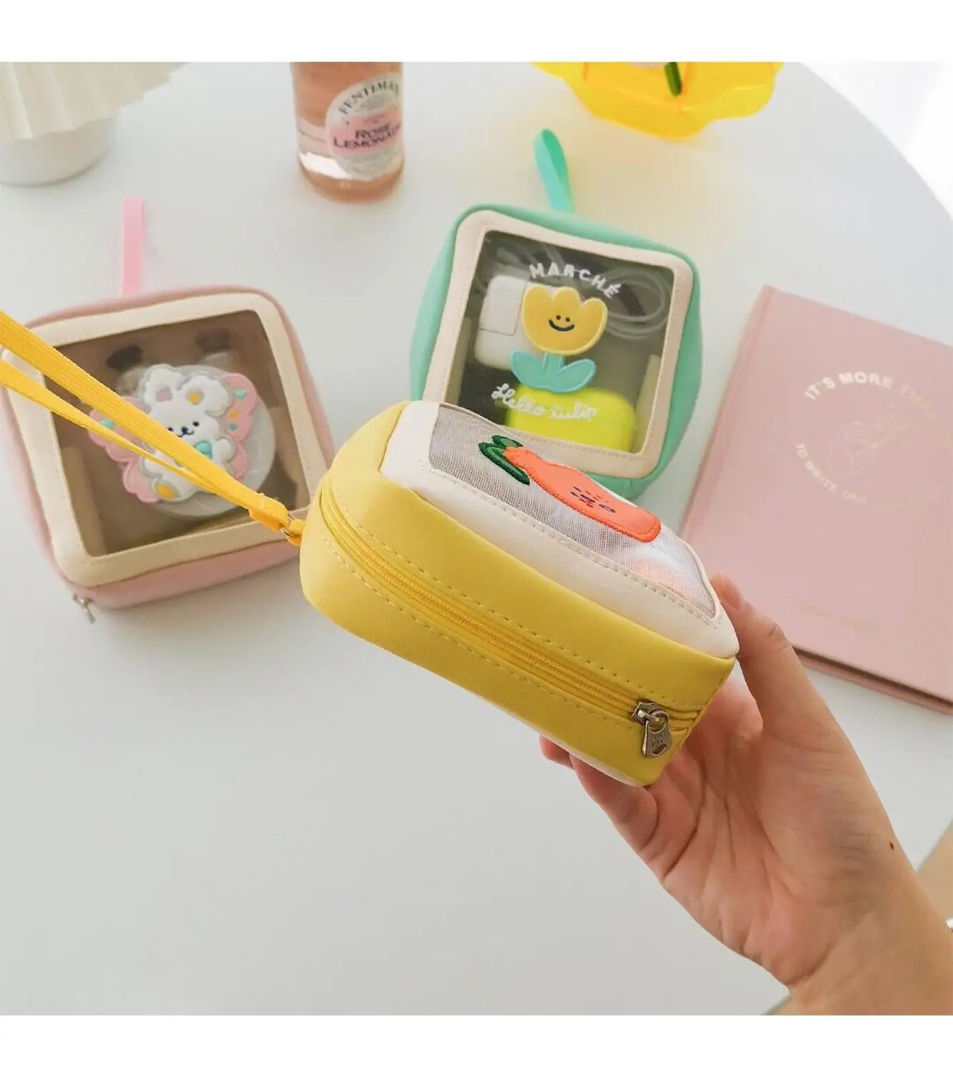 Bentoy корейские модные косметички с кроликом и оранжевыми цветами для девочек