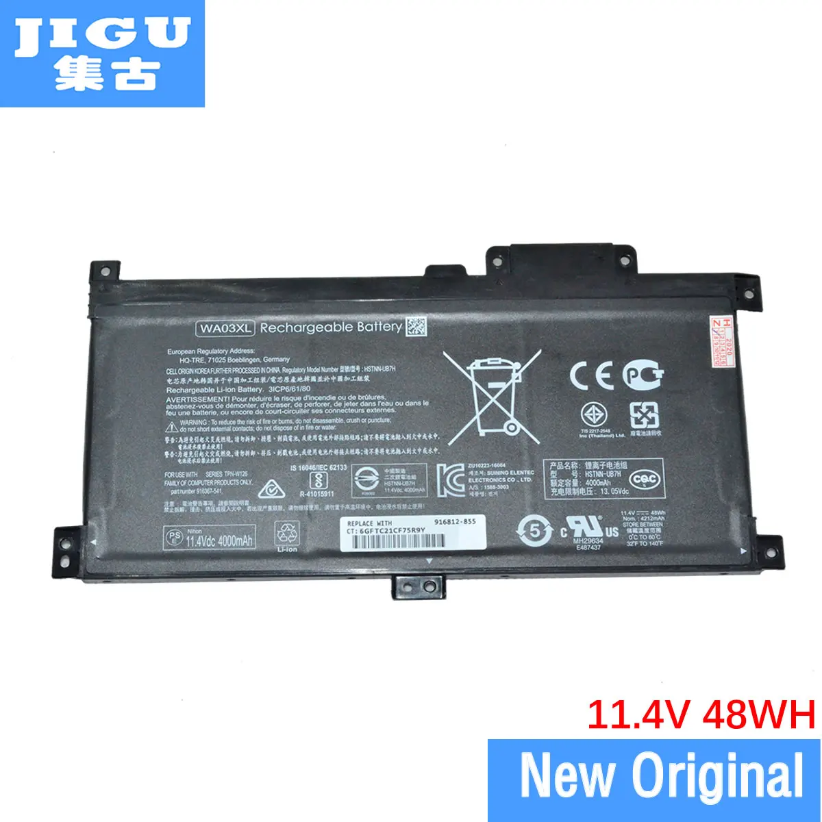 Оригинальный аккумулятор JIGU для ноутбука HP WA03XL WAO3XL Pavilion X360 15 br000 BR010ND br030ng 11 4 в 48