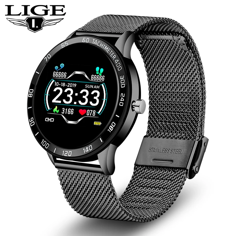 

LIGE 2021 New Smart Watch Men OLED Color Screen Heart Rate Blood Pressure Multi-Function Mode Sport smartwatch fitness Tracker