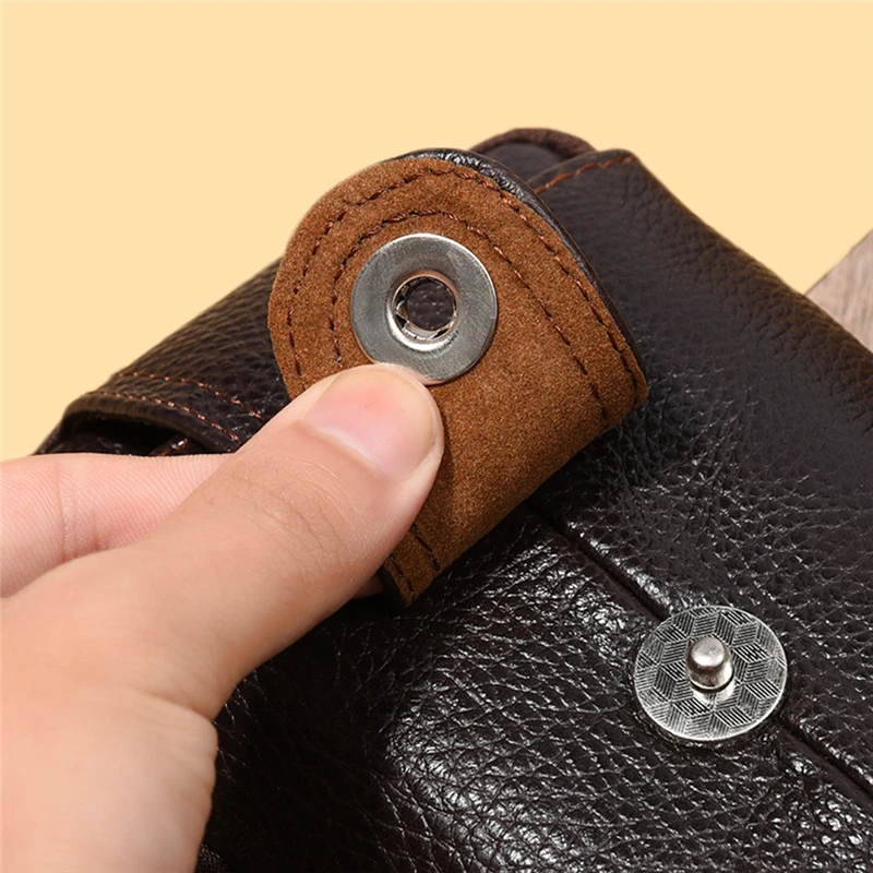 

Men Waist Pack PU Leather Vintage Zipper Hasp Fashion Phone Card Key Holder Waterproof Travel Male Waist Bag Multifunction Bag