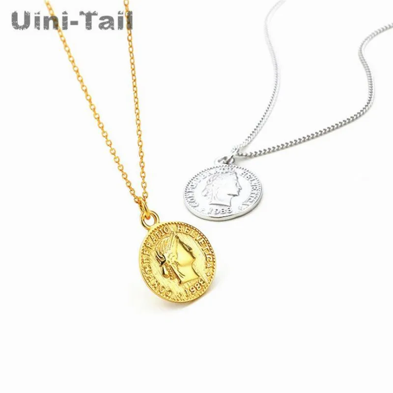 Ожерелье Uini Tail из серебра 925 пробы с подвеской в виде монеты|Ожерелья| |