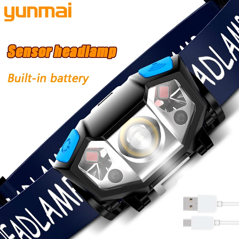 Z10 6000Lm мощный налобный фонарь перезаряжаемый светодиодный светильник датчик