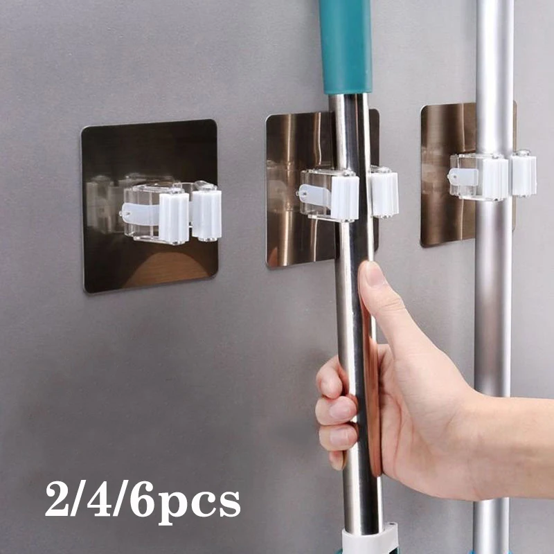 

Adhesive Multi-Purpose Hooks Wall Mounted Mop Organizer Holder RackBrush Broom Hanger Hook Kitchen bathroom Strong Hooks