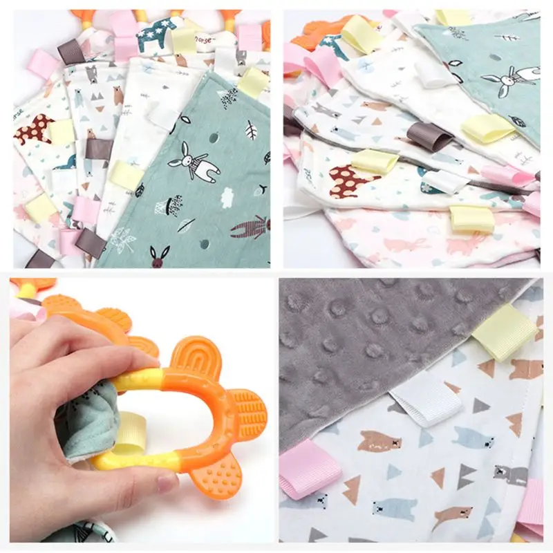 

Newborn Appease Towel Comforter Blanket with Soft Teether Toy Baby Soothing Wipe Handkerchief