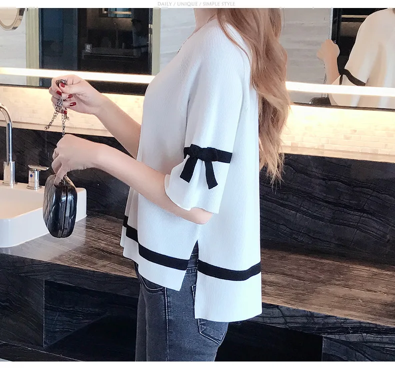 

BaBaBuy 2020 Women's Loose Pullover Bow Round Neck Summer Shirts Short Sleeve Lightweight Tops T-Shirts