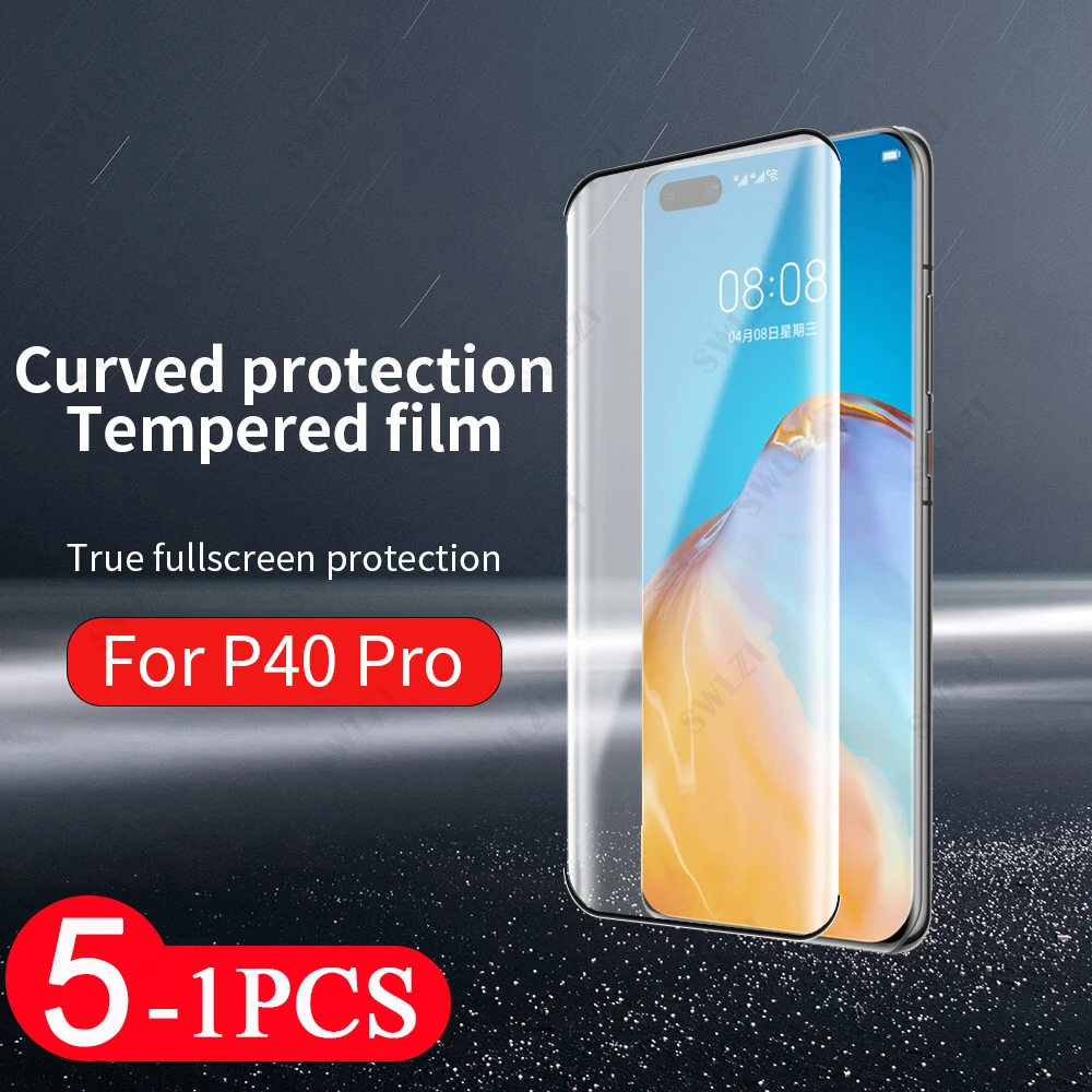

5-1Pcs full cover tempered glass for huawei P40 lite E P30 pro plus P20 protective film phone screen protector smartphone Glass