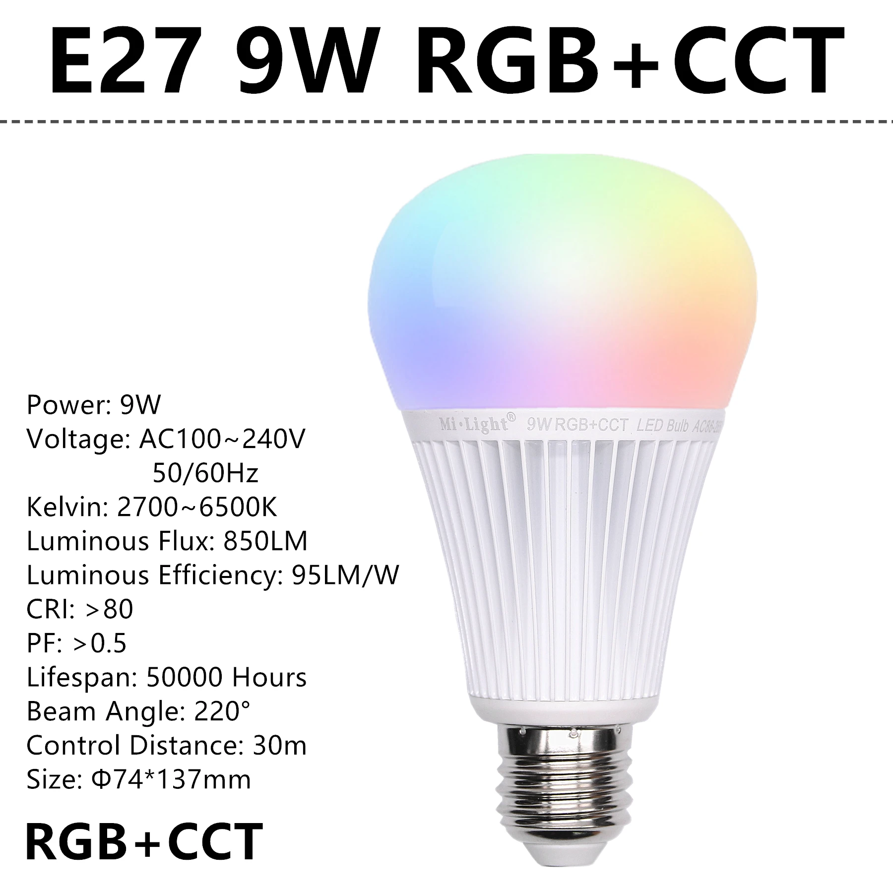 E27 9W RGB CCT 9 Вт светодиодный светильник E27 RGB+ CCT лампа Ночной Mi светильник светодиодный лампы AC 85 V-265 V 2,4G RF пульт дистанционного управления умный атмосферный светильник ing - Испускаемый цвет: E27 9W RGB CCT