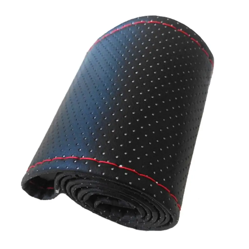 Искусственные кожаные чехлы для автомобиля чехол рулевого колеса Thread текстурная