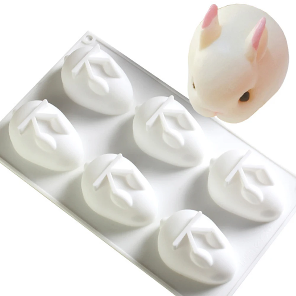 

New Cake Decorating Moulds Silicone 3D Bunny Rabbit Molds for Baking Dessert Mousse 6 Forms DIY