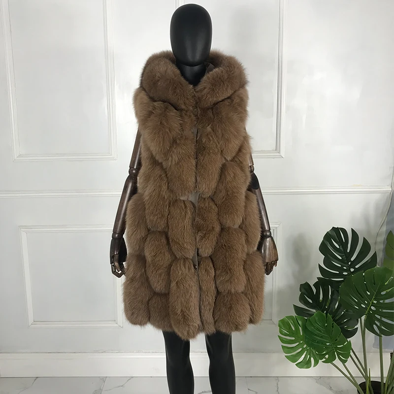

Fur Vest Gilet Jacket Real Fox Fur Long Coat 2020 Autumn Winter Women Luxury Warm Fashion Waistcoat