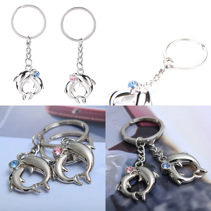 

1 Pair Dolphin Couple Keychain Men and Women Valentine Love Metal Key Ring