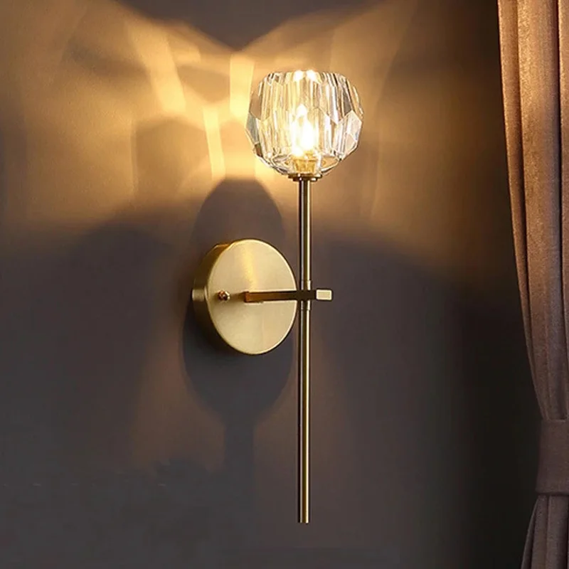 

Postmodern All Copper American Simple Bedroom Bedside Luxurious Indoor Wall Lamp For Living Room