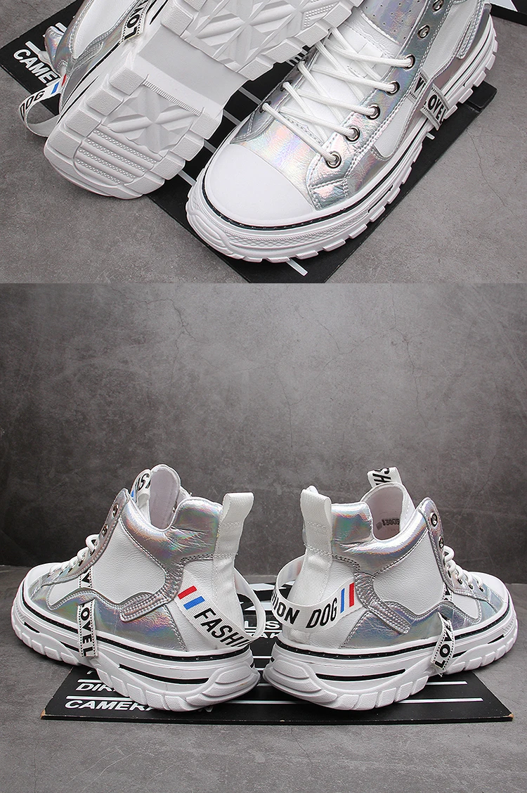 Высококачественная Мужская Вулканизированная обувь; Новая повседневная обувь с высоким берцем; мужские осенние кожаные кроссовки; мужская обувь на плоской подошве с металлической цепочкой; buty meskie Z2-72