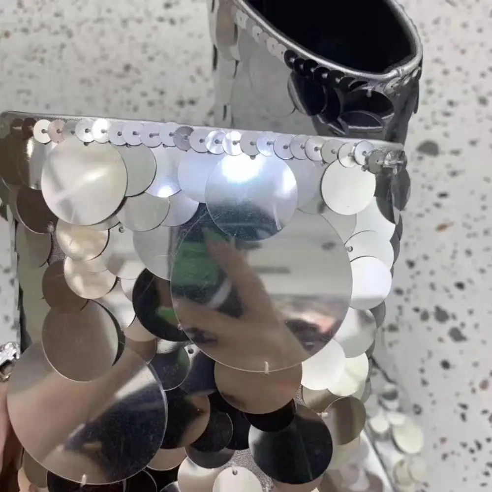 2019 г. женские ботильоны для подиума с серебристыми блестками ботинки на не