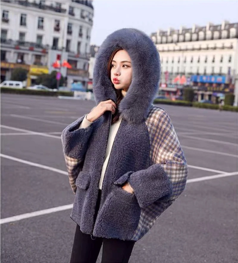 Мягкий сиамский кардиган Женское пальто утолщенное с берберским флисом в клетку