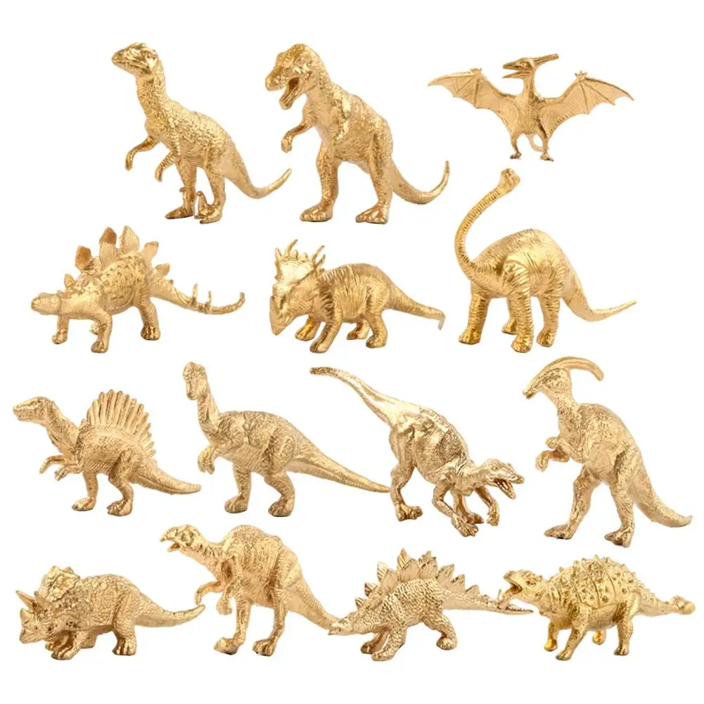 

Реалистичные Мини-фигурки динозавров, 14 шт., игрушки-Динозавры, набор игрушек, золотой динозавр, игрушечные украшения, интерактивная игра Se