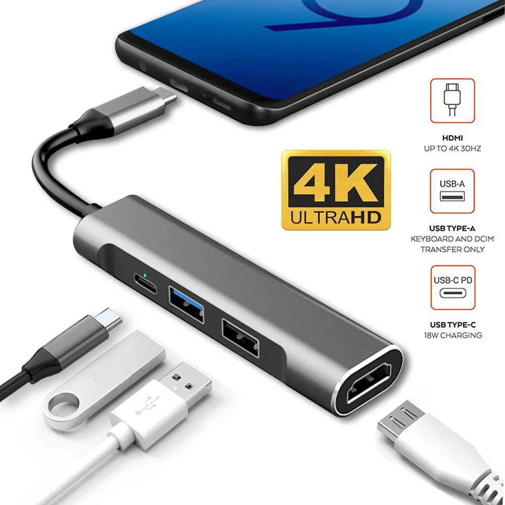 Высокоскоростной адаптер для MacBook Pro SamSung HuaWei USB Тип C концентратор на 3 0 MHL Thunderbolt 3|USB-хабы| |