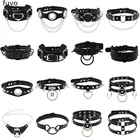 Ожерелье из искусственной кожи для мужчин и женщин, готическое ожерелье-чокер черного цвета с заклепками в форме сердца, в стиле панк, вечернее Ювелирное Украшение