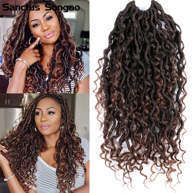 River Locs Synthetic Braiding Hair 18 Inch Goddess Locs Crochet Hair With Curly Ends Fake Locks Crochet Braids Hair For Women