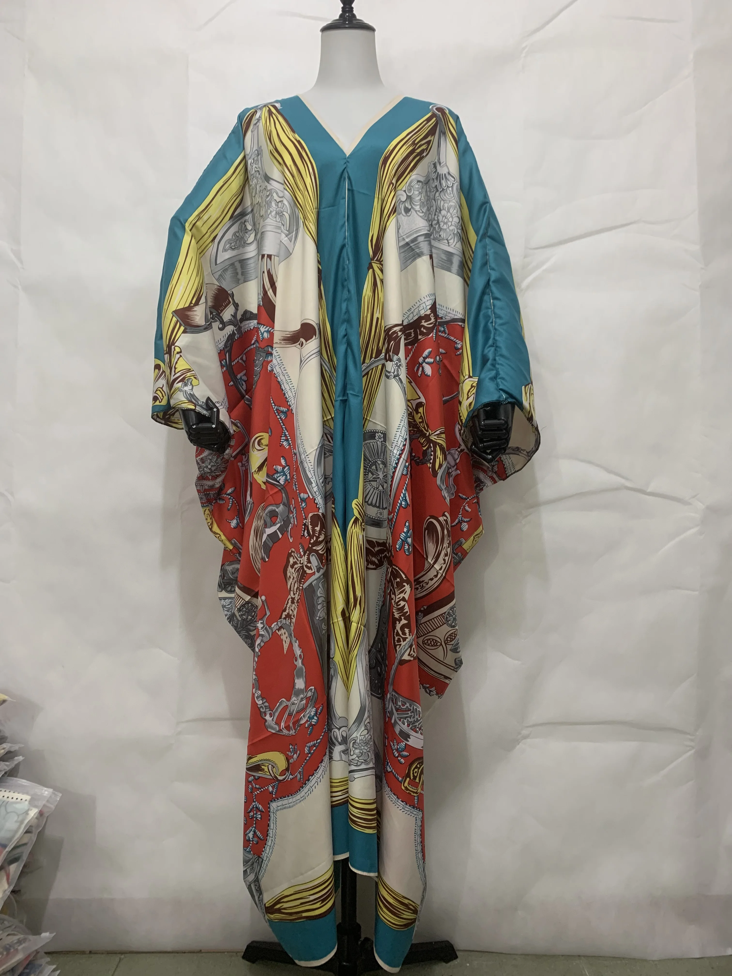 

Summer européenne vêtements bohemian Silk beach full length dress Dashiki African evening party V-neck Maxi dresses for party