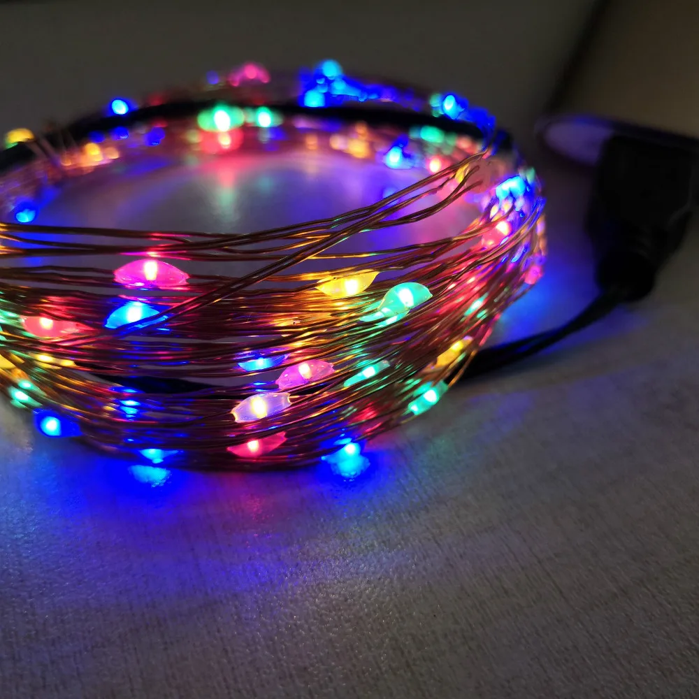 Multicolored 2M 5M 10M USB LED фотодержатель переходный огонь Фей на улице батарея операция венок рождество орнамент вечеринка свадьба рождество - Испускаемый цвет: Multicolored