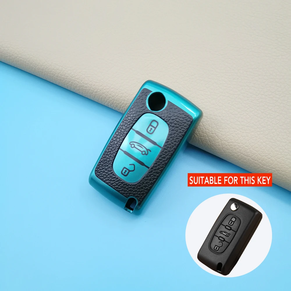 

Leather Tpu 3 Buttons Car Remote Key Protection Cover For Peugeot 107 207 307 307s 308 407 607 For Citroen C2 C3 C4 C5 C6 C8
