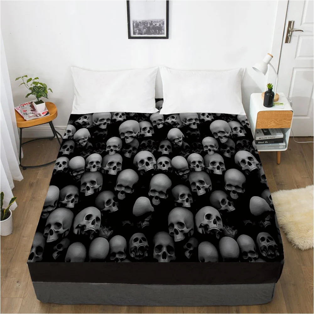 

Elastic fitted sheet bed sheet With An Elastic Band 160x200/180/200/150x200 Mattress Cover Bed cover 1pc Skull Deadpool gather