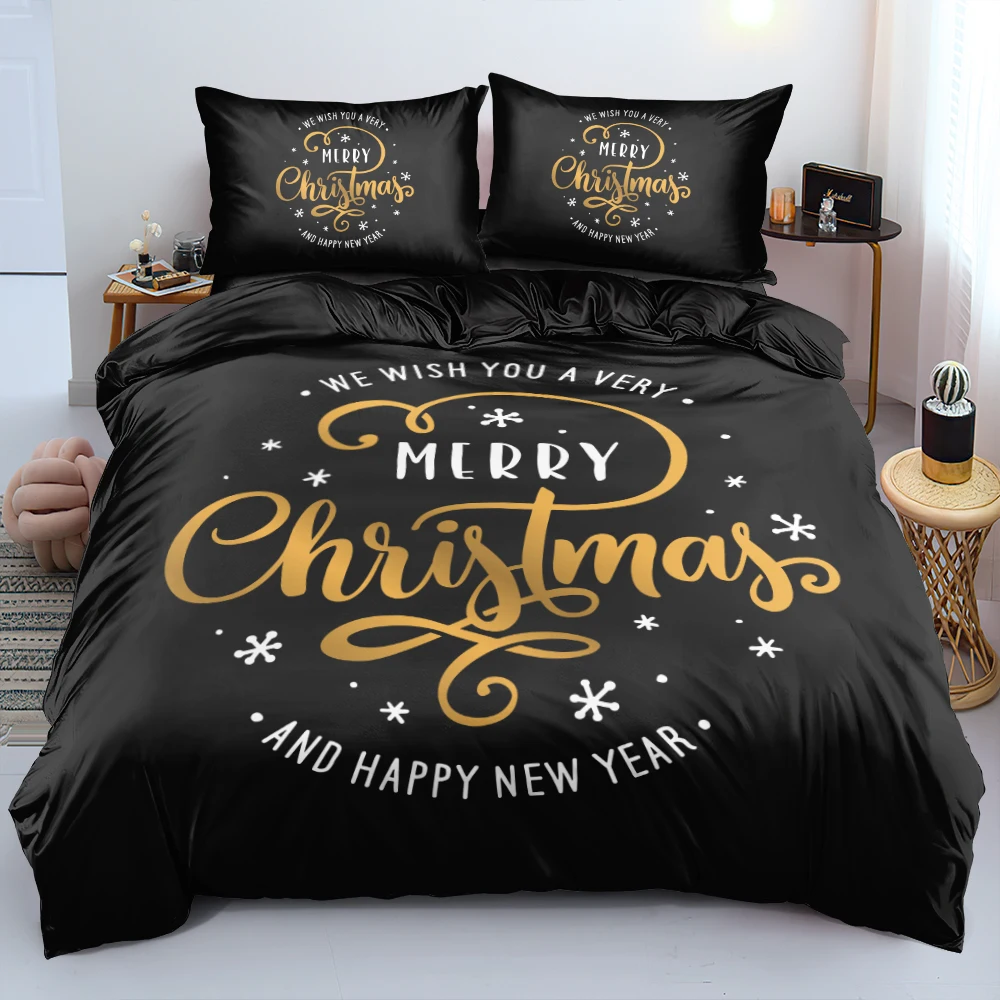

3D Marry Christmas Bedding Sets XMAS Duvet/Comforter/Quilt Cover Set King Queen Full Twin Size Bed Linens 220x240cm Bedspreads