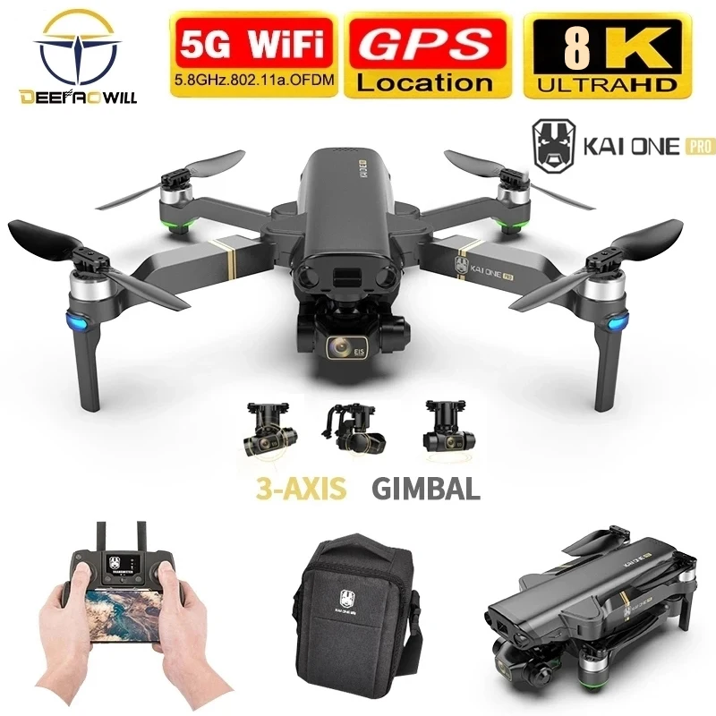 2021 Новый KAI ONE Pro Drone 8k HD механические 3 осевому гидростабилизатору двойной Камера 5G