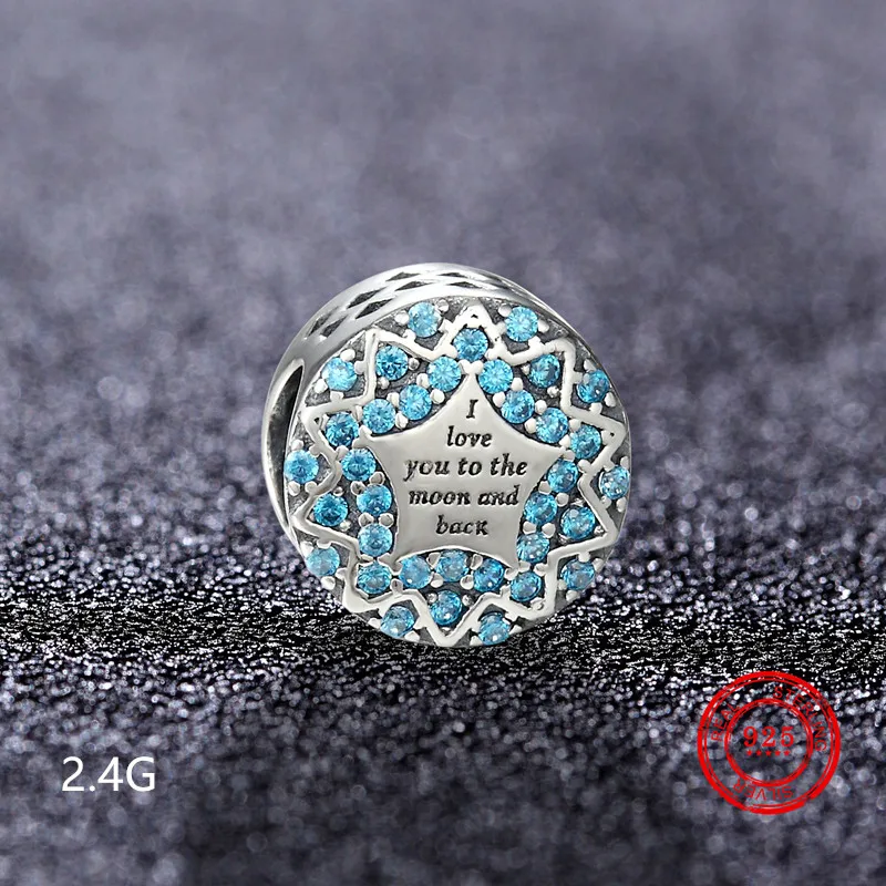 Подвеска-Корона из серебра 100% пробы Полые бусины фианита подходящие для браслета