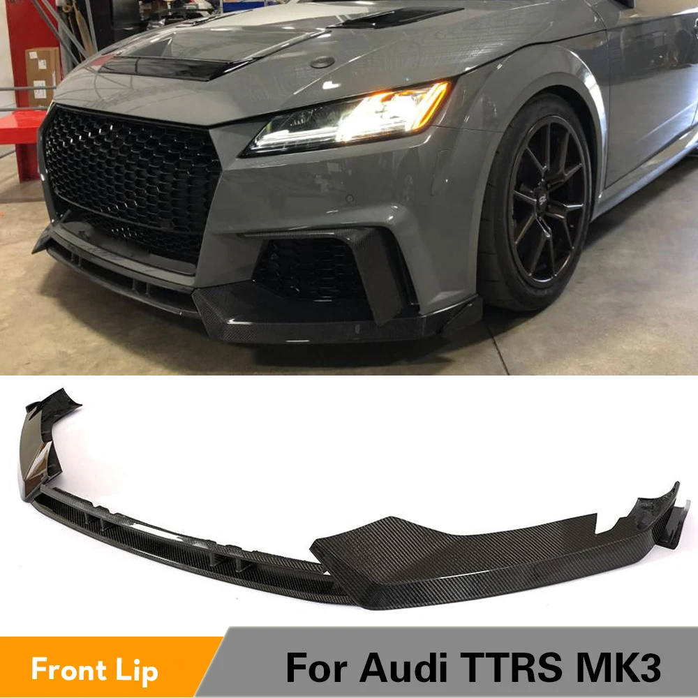 Углеродного волокна/FRP черный бампер передний спойлер для Audi TTRS MK3 2016 2017 2018