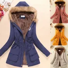 2020 Темно-Синяя Женская куртка, зимние теплые куртки, меховое пальто с капюшоном, однотонные женские толстые парки, женская верхняя одежда, Женский Топ