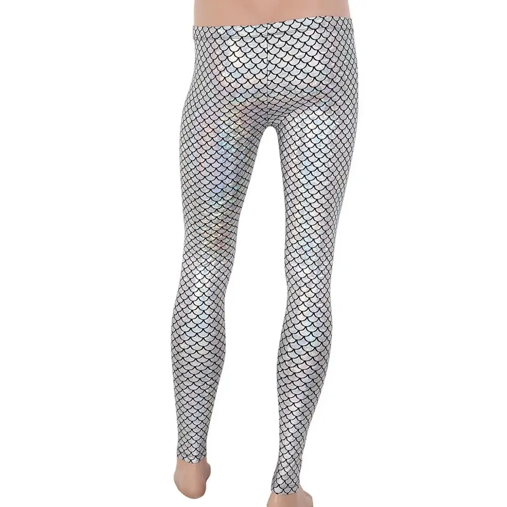 Мужские брюки взрослые мужчины блестящие Русалка рыбные весы печать средней