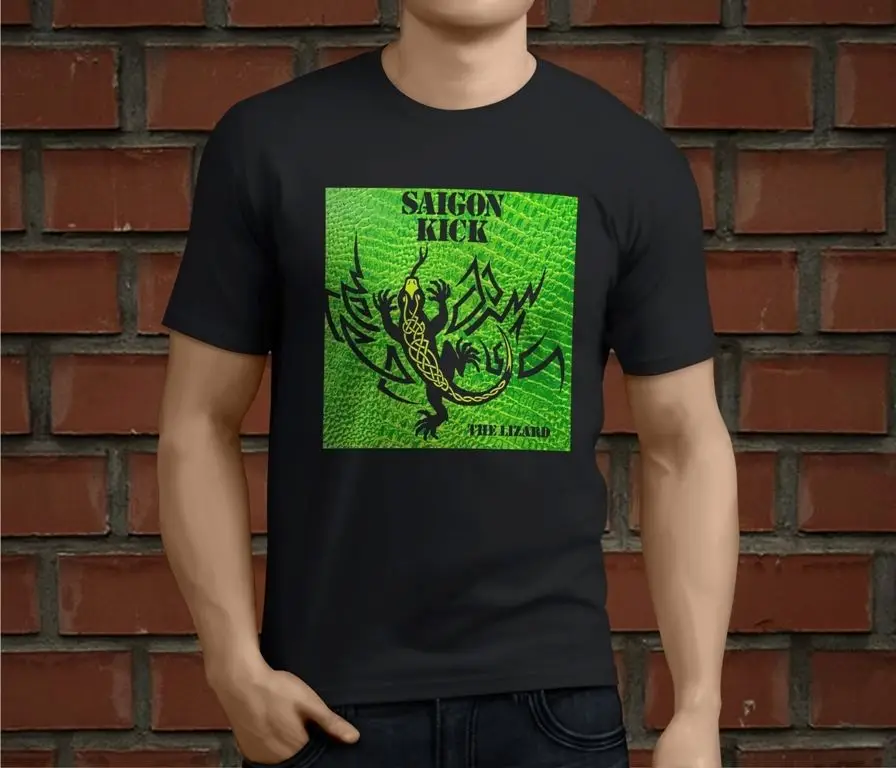 Горячая Saigon Kick The Lizzard рок группа Мужская черная футболка Размер S-3XL 100% хлопок
